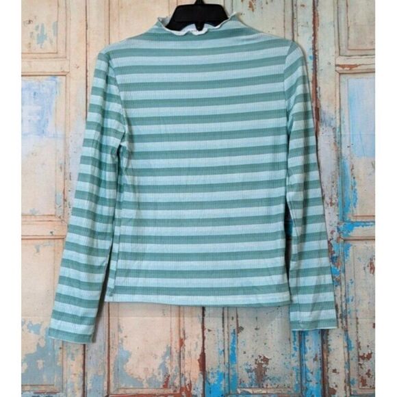 Cali Be Girls Size XL Teal Light Blue Striped Long Sleeve Pullover T-Shirt - Picture 1 of 7